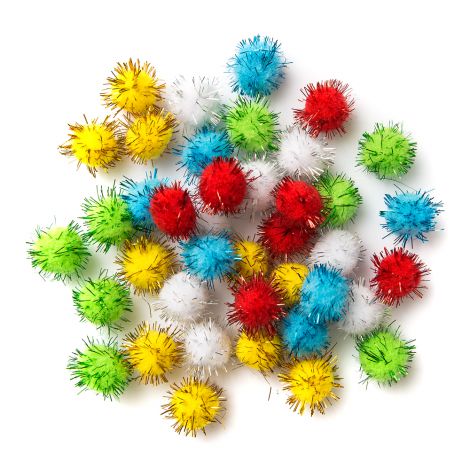 Pompony brokatowe dpCraft 2cm Metal, 40szt